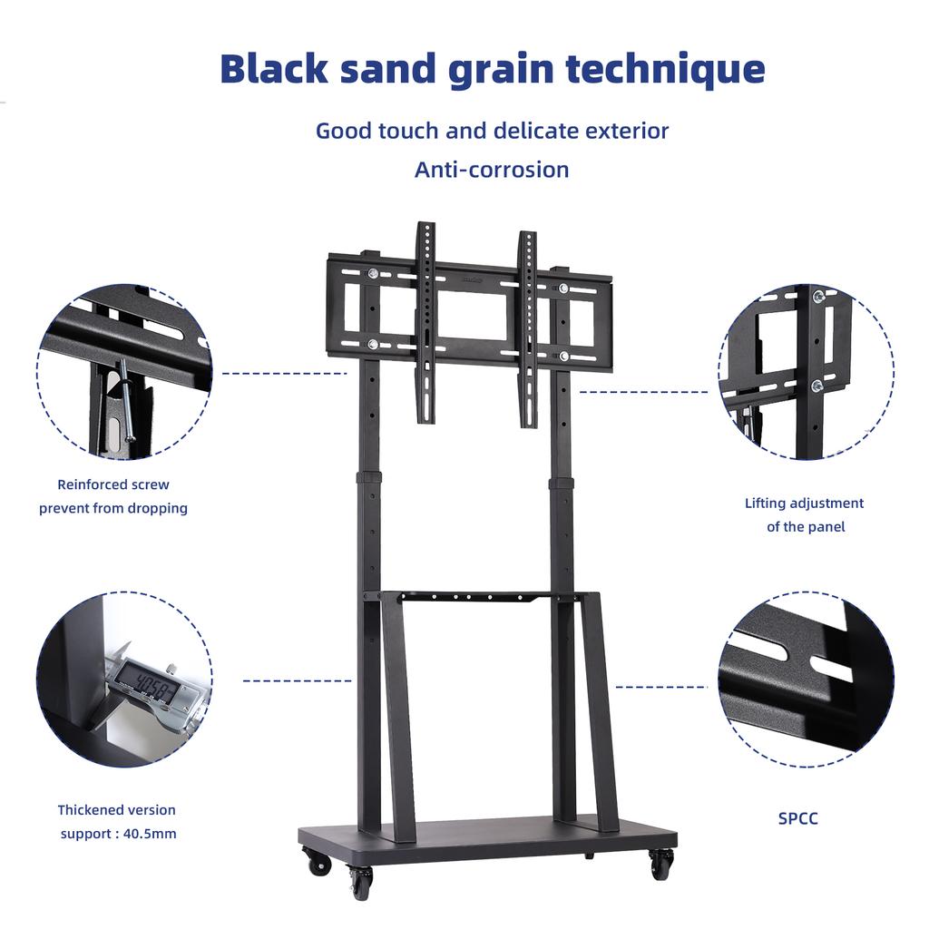 Tall TV Cart Mobile TV Stand Adjustable Large Floor TV Stand Load Capacity 40kg