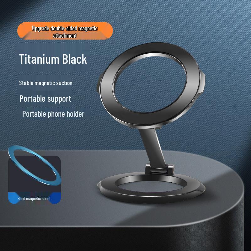 Dwustronny Magnetyczny Uchwyt na Telefon MagSafe i Pierścień - Całkowicie Metalowy Stojak Biurkowy