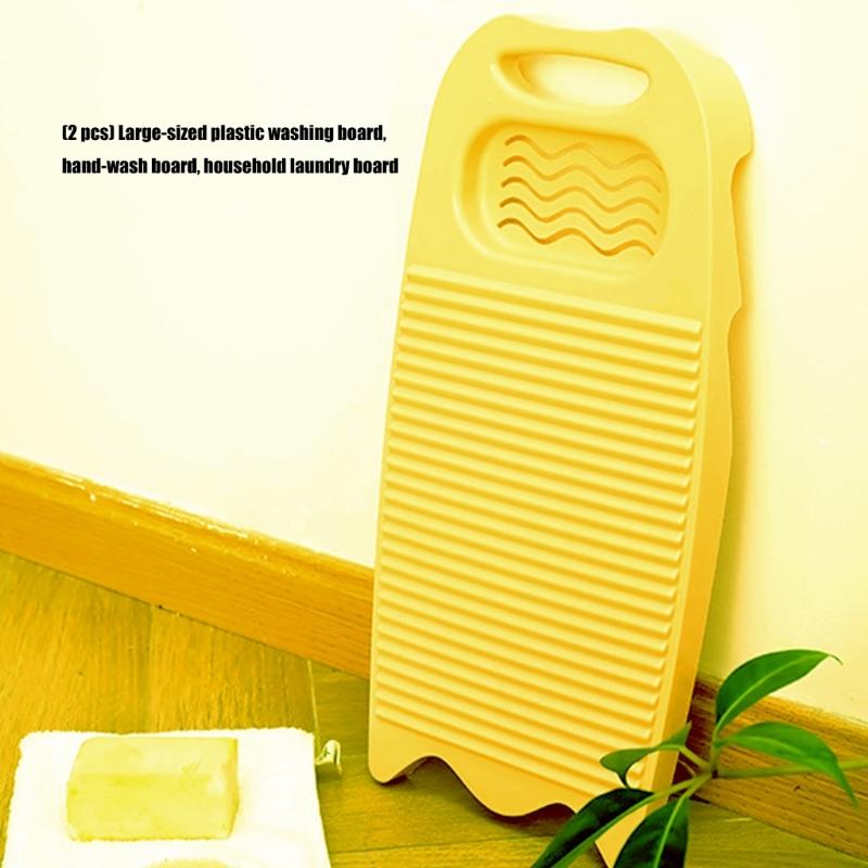 2PCS Extra Large Household Washboards Heavy Duty Plastic NonSlip Bottom Efficient Fabric Cleaning Laundry Washing Board