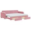 Pull Out Daybed with Drawers Pink 80x200 cm Velvet
