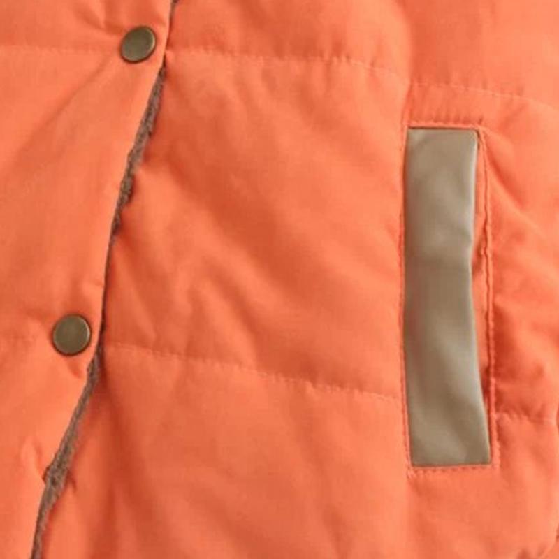 Women Coat Vest Coral Cotton Leather Fleece Hooded Patchwork for Female Outerwear Waistcoat