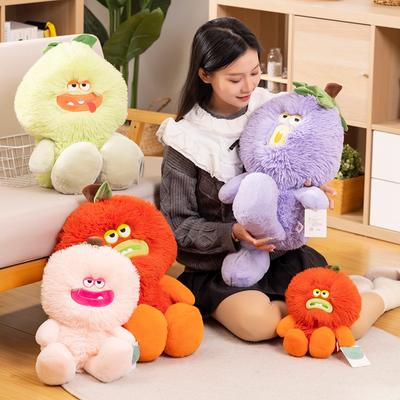35/55/70cm Creative Fruits Vegetables Plush Toy  Apple Eggplant Radish Persimmon Soft Stuffed Plushie Doll Baby Gift
