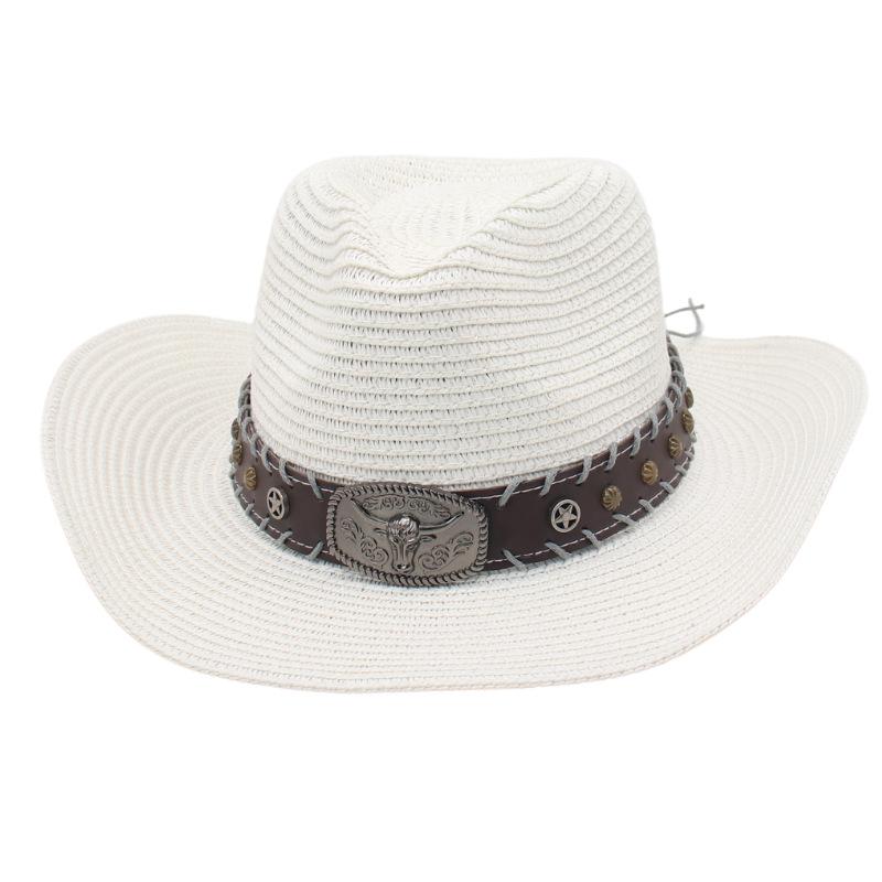 Cross-Border Outdoor Beach Sunshade And Sunscreen Jazz Hat, New Cow Head Belt Accessories, Tibetan Tibetan Western Cowboy Top Hat