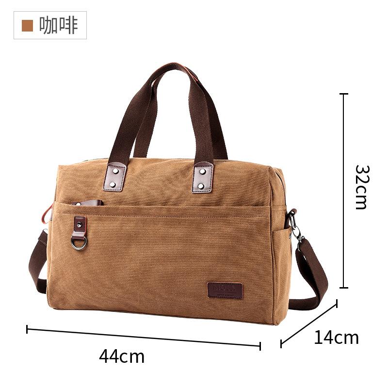 

Canvas Men bag Large Capacity Shoulder Bag Outdoor Travel Handle Handbags Men Vintage Fitness Bags Laptop Business Tote Bags 41-14-32CM темно-коричневого кольору