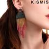 Beaded Tassel Dangle Earrings Long Handmade Bohemian Statement Drop Earrings for Women Fashion Jewelry Gift