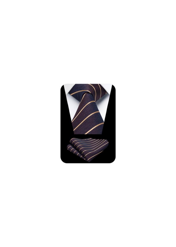 Necktie Business Stylish Silk Chief Set Striped Wine Red Red Striped Pattern Red Drinking Party TS1370U [Enlision] Men's Brand - Commuting, Meetings,