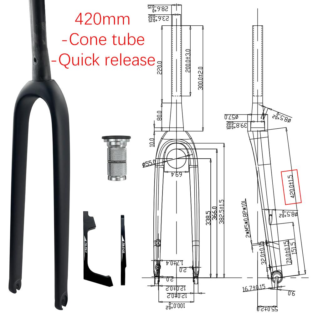 BALUGOE mountain bike fork/road bike fork/gravel bike fork Internal wiring carbon fiber bike fork Barrel shaft Quick Tapered420