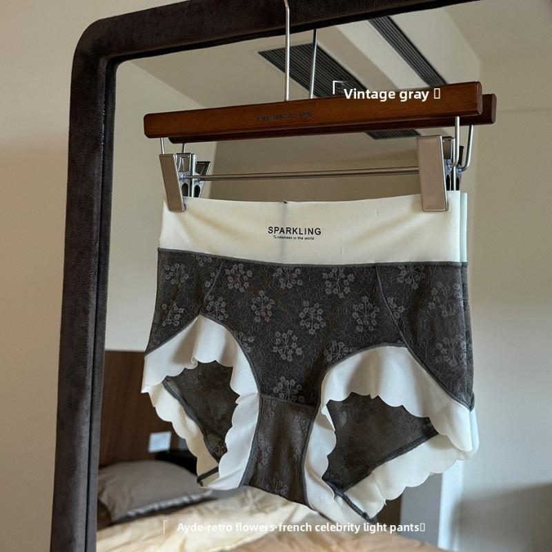 

Ladies Spring and Autumn Sexy Lace Light Abdominal Waist Breathable Briefs XL сірий колір