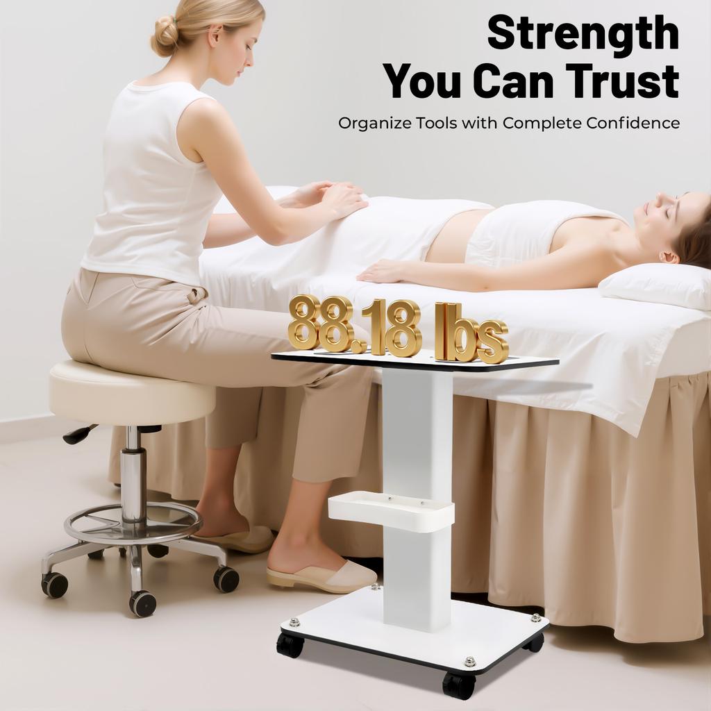Professional Salon Trolley Cart Mobile Beauty Station with Lockable Wheels for Facial Machine Storage Salon Barber Shop