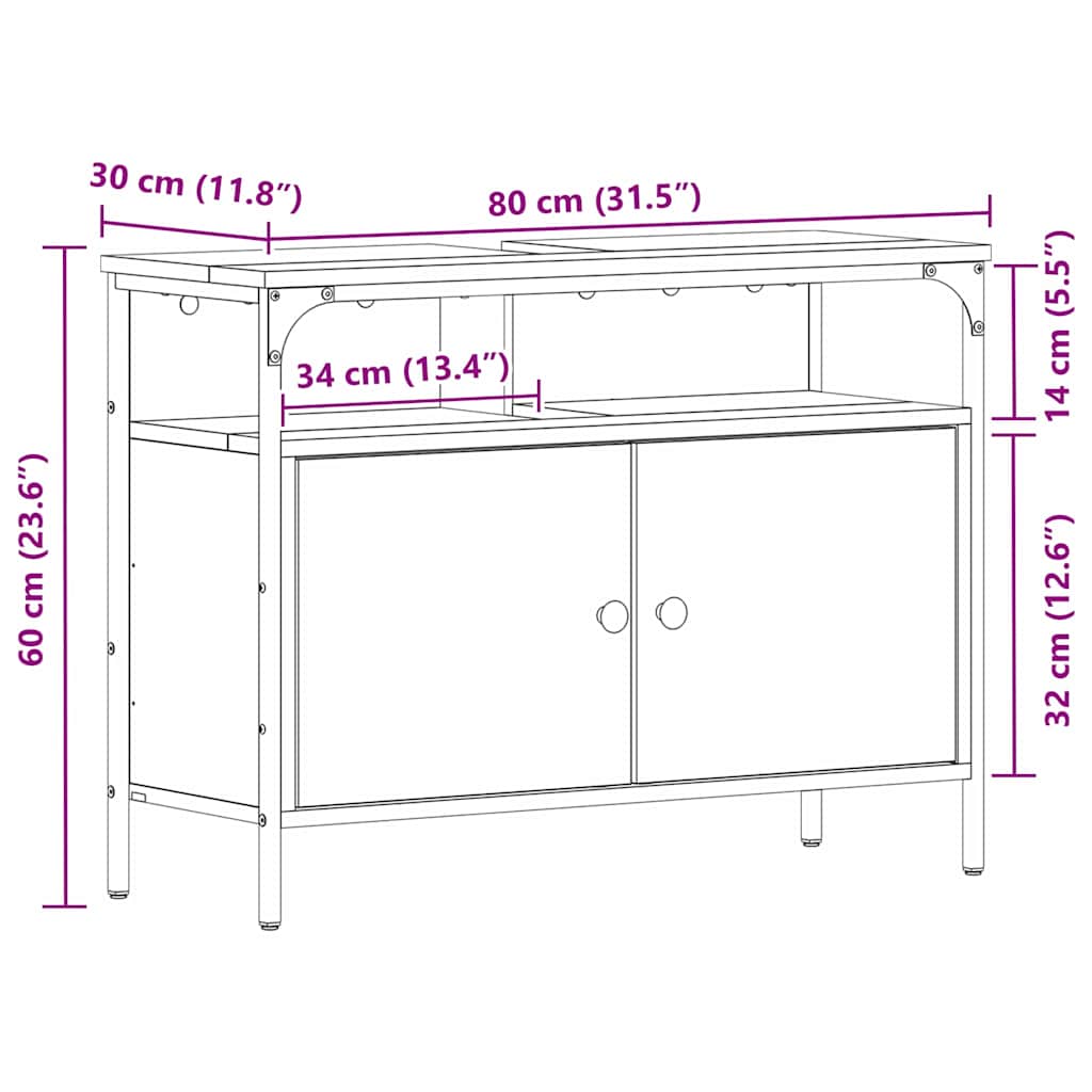 Badezimmer-Waschtischunterschrank, Badezimmermöbel, 80x30x60 Cm