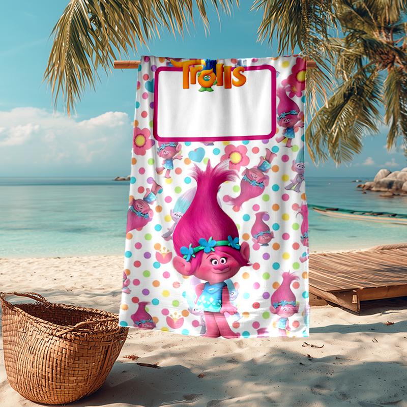 Ultra-Soft Beach Towel with Trolls Theme,Ideal for Pool - Camping, Diving - Perfect Travel Essential, Vibrant Beach Towel.