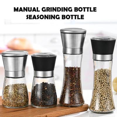 Stainless Steel Mill Pepper/Salt/Spice Grinder Kitchen Supplies Spices Glass Storage Container Pepper Mill Kitchen Gadgets Tools