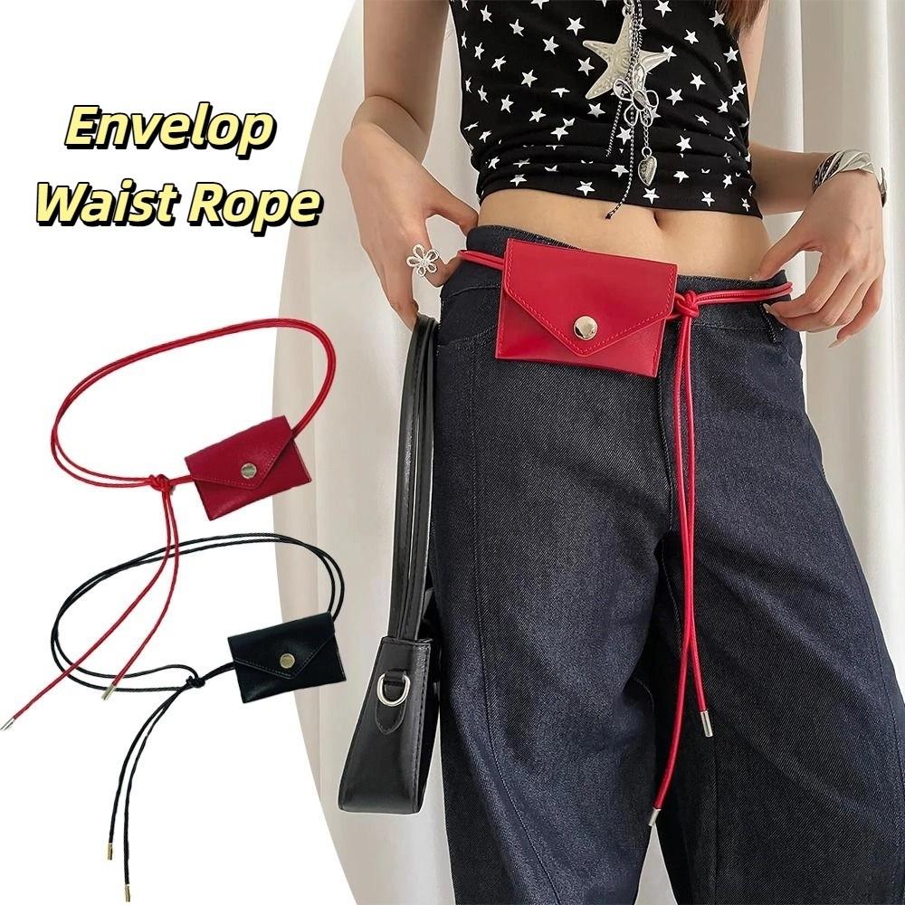 Y2k Leather Waist Bag Vintage Dress Jeans Belt Trendy Envelop Waist Rope  Waist Belt