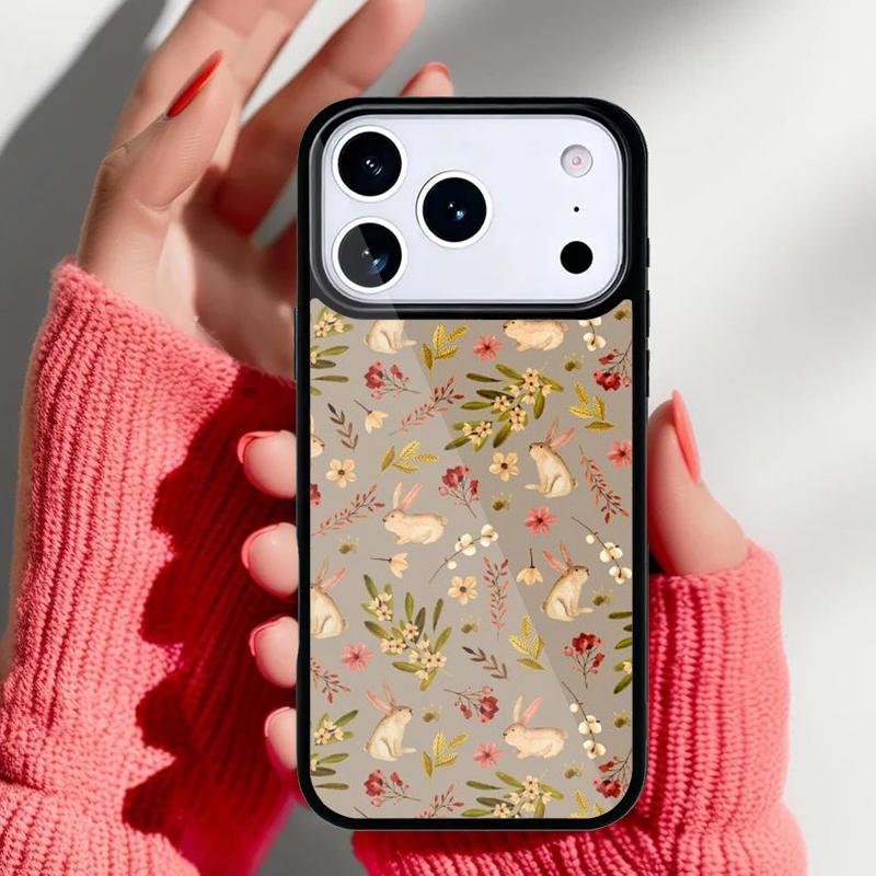 Rabbit Bunny Pattern soft Phone Case for iPhone 17 Air 16e 15 14 13 Pro Max Back Cover for 12 11 Pro Coque