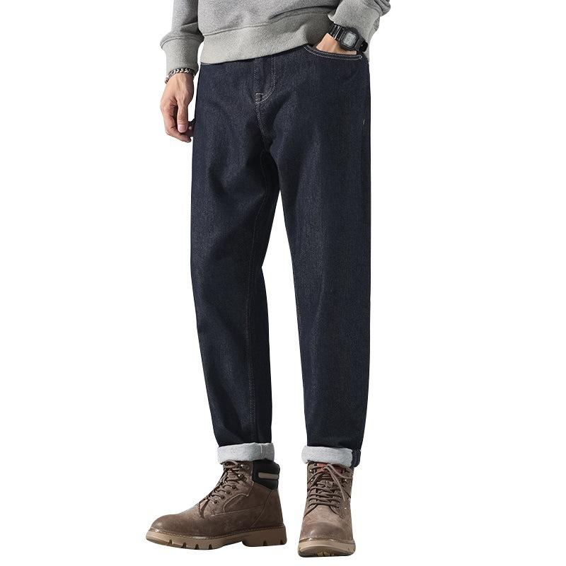 Spring and Autumn Dark Jeans Men's Loose Straight American Casual Retro Trousers Pants