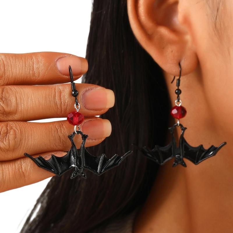 Bat And Spiders Dangle Earrings Gothic Jewelry Alloy For Women Halloween Party Outfits