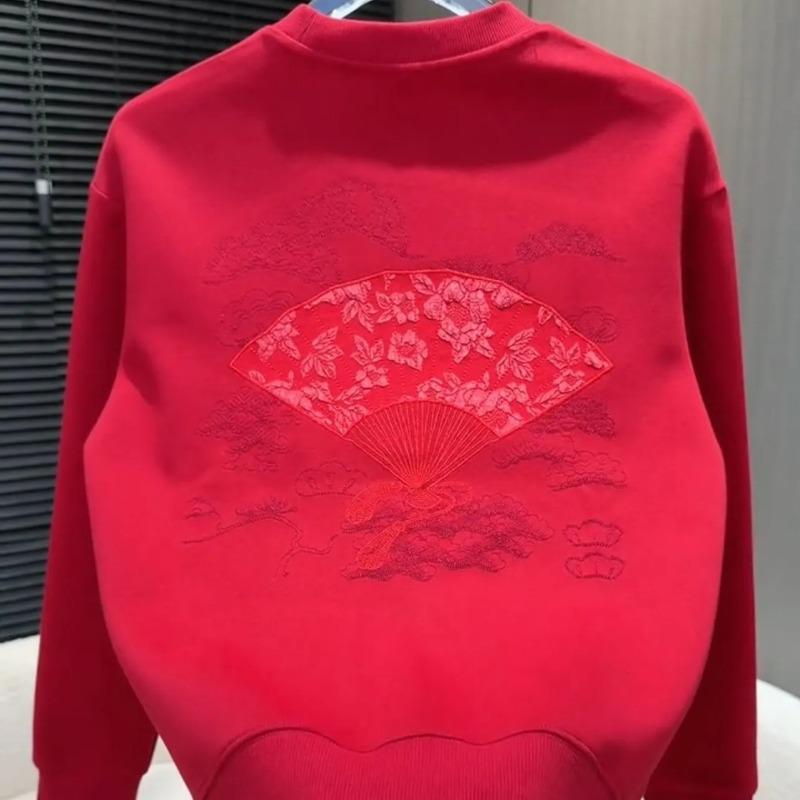 

Модный бренд Осень Зима Свитшот с принтом, тяжелый, с круглым вырезом, красивый, приталенный, повседневный, модный M красный