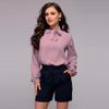 New Women's European & American Style Chiffon Blouse – Sexy Stand Collar, Tie Knot, Long Sleeve