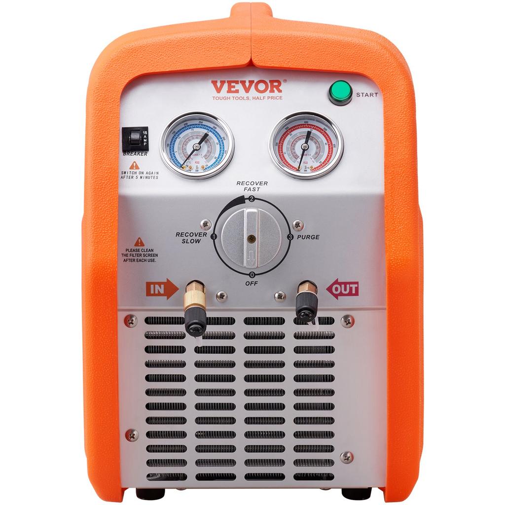 VEVOR 1 HP Refrigerant Recovery Machine - Dual Cylinder Portable AC Recovery Machine with High Pressure Protection 220-240V 50Hz Recovery Machine
