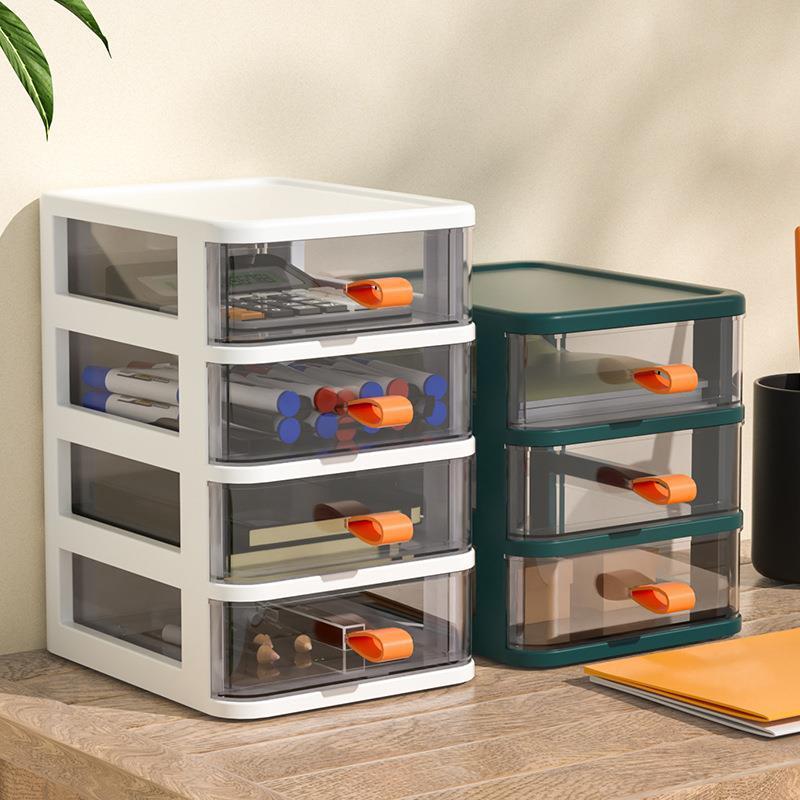 Scatola portaoggetti da scrivania in plastica minimalista moderna con cassetti per l'organizzazione dell'ufficio e della casa