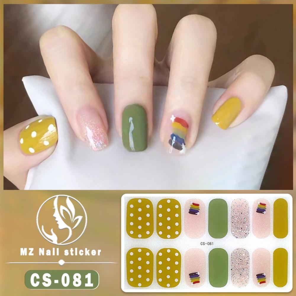 New type of bake-free gel nail polish film, full sticker, plaid spring and summer flower nail art film, nail film, waterproof paper patch
