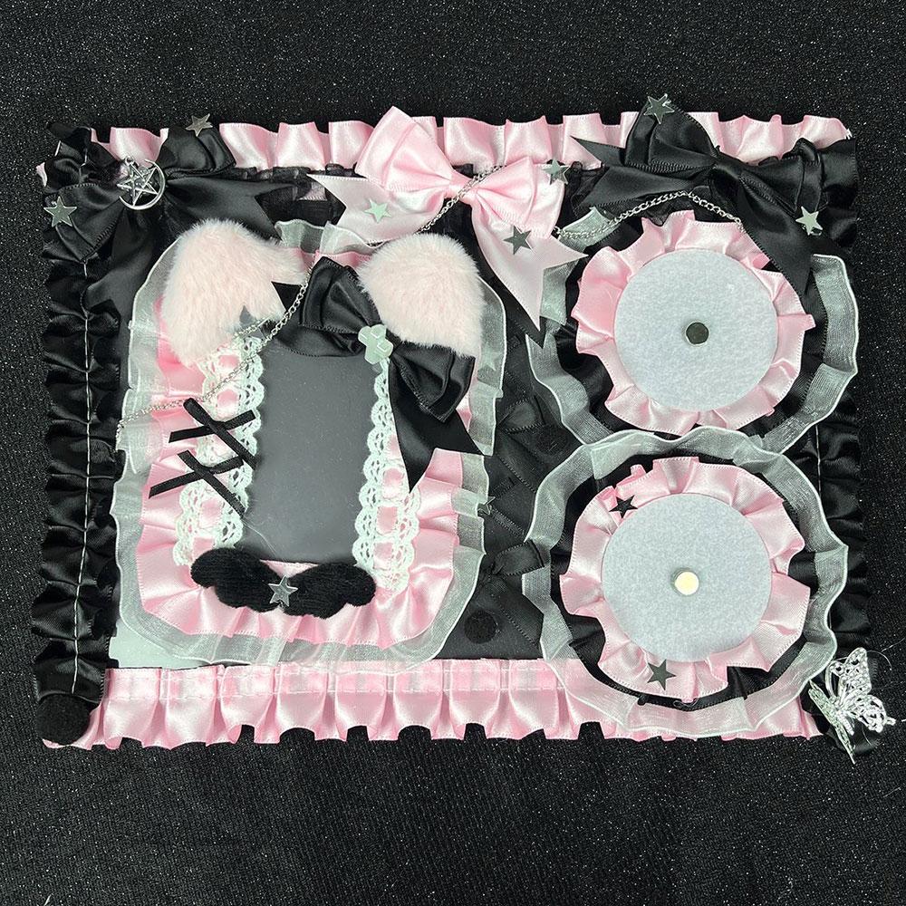 

Ita Bag Accessories Anime Badge Holder Set Colorful Decor Lace Bowknot Itabag Insert Accessories Y2k Photo Holder Display Board рожевий