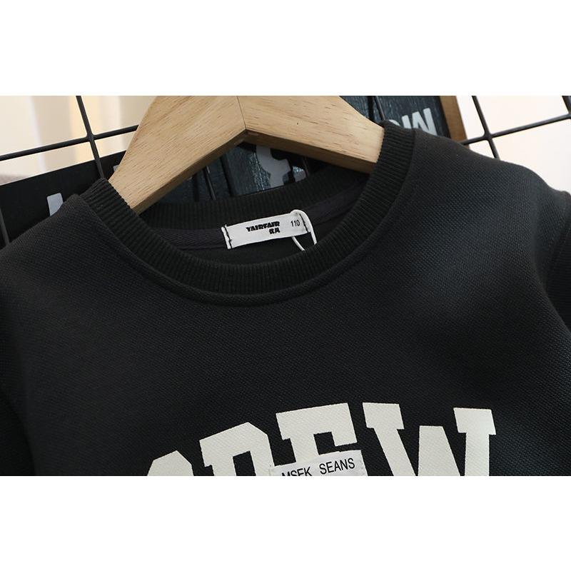 Cotton Children's Clothing, Boys' Letter Printed Hoodie, Loose and Versatile Casual Western-style T-shirt, Spring and Autumn Thin Top