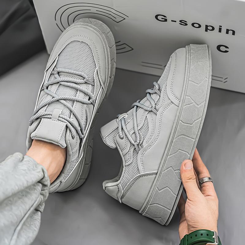 

Little white shoes men s 2025 new summer heightening thick-soled breathable mesh non-slip board shoes student sports and leisure shoes 45
