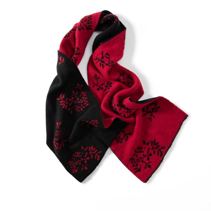 Women's 100% Cashmere Jacquard Scarf - Thick, Warm, Fashionable Knit Shawl for Autumn & Winter