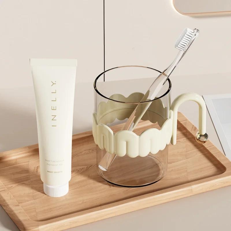 Transparent Mouthwash Cup Home Use Toothbrush Cup Couples' Wash Cup Simple Design Gargle Cup for Students & Everyday Use