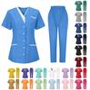 Women's Uniform Quick-drying Fabric Color V-neck Pocket Short-sleeved Trousers Suit Uniform Suit