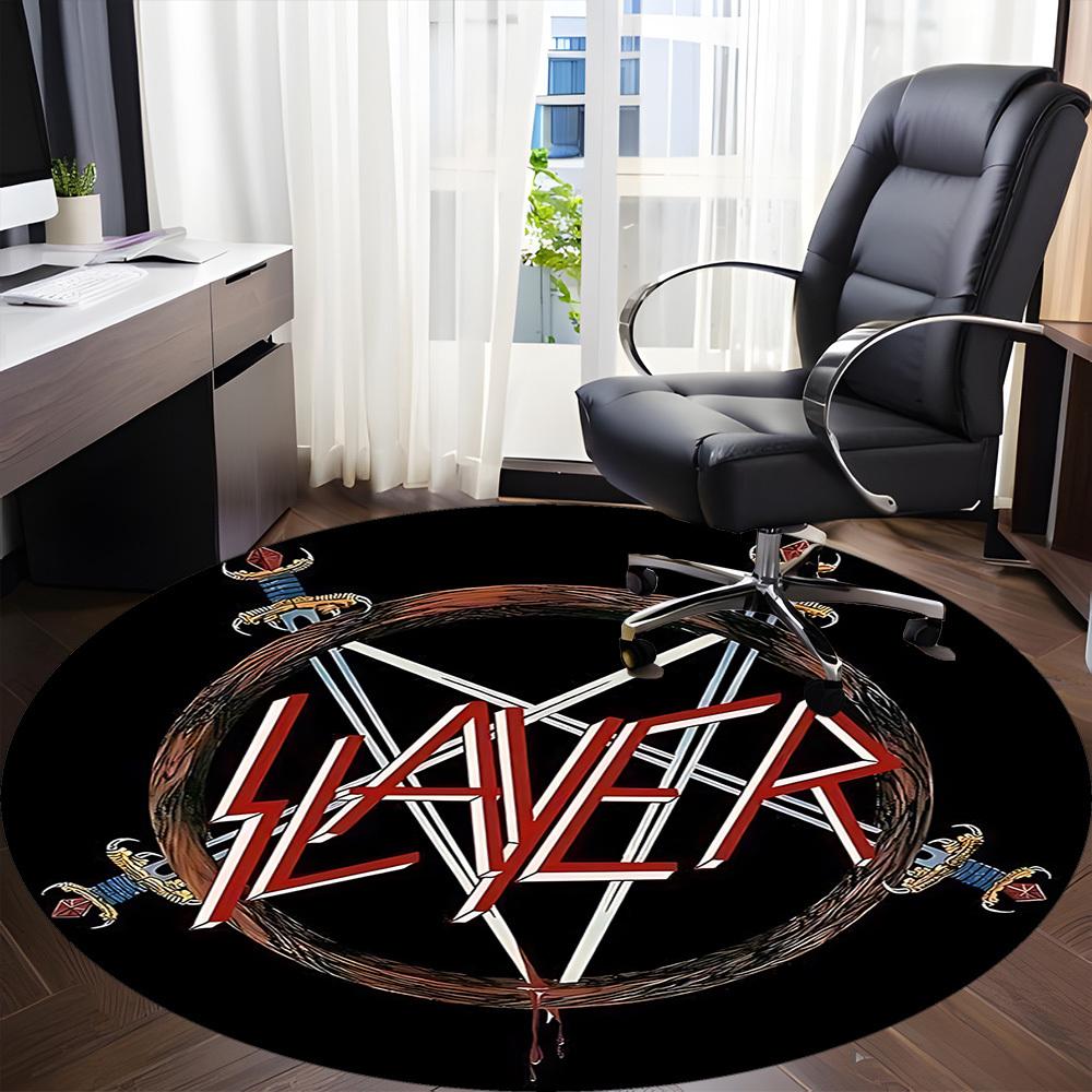 1 szt. Dywanik Okrągły Muzyka Slayer Biuro Mata Wewnętrzna Odpowiednia do Biura, Pod Krzesła Biurowe Sypialnia Salon Dekoracja Domu DT1212099