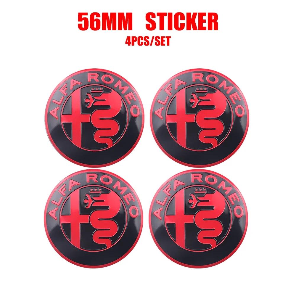 4PCS 56MM car hub center cover label wheel hub center decorative accessories for Alfa Romeo Giulia Giulietta 159 Mito Spider GTA