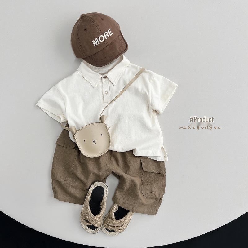 Children's Summer Cotton Short-Sleeve Polo - Korean Style Versatile Trendy Tee for Boys and Girls