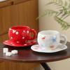 Korean Hand-Painted Ceramic Cup & Saucer Set - Creative Irregular Design for Coffee & Tea