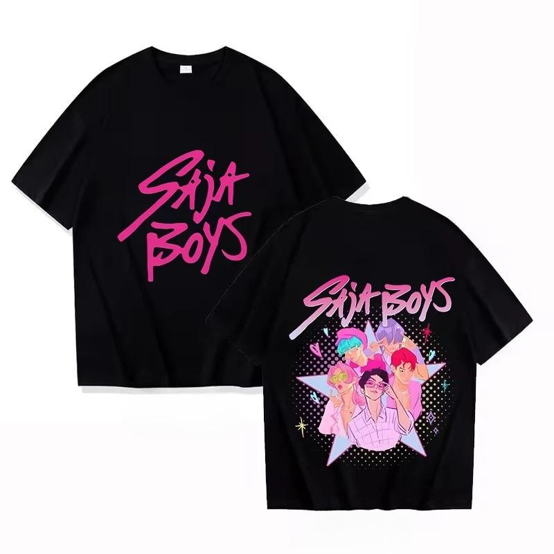 Summer Saja Boys Printed Cotton Round Neck Boys' and Girls Tshirt KPOP Devil Hunter Men's Comfortable Casual Short Sleeve