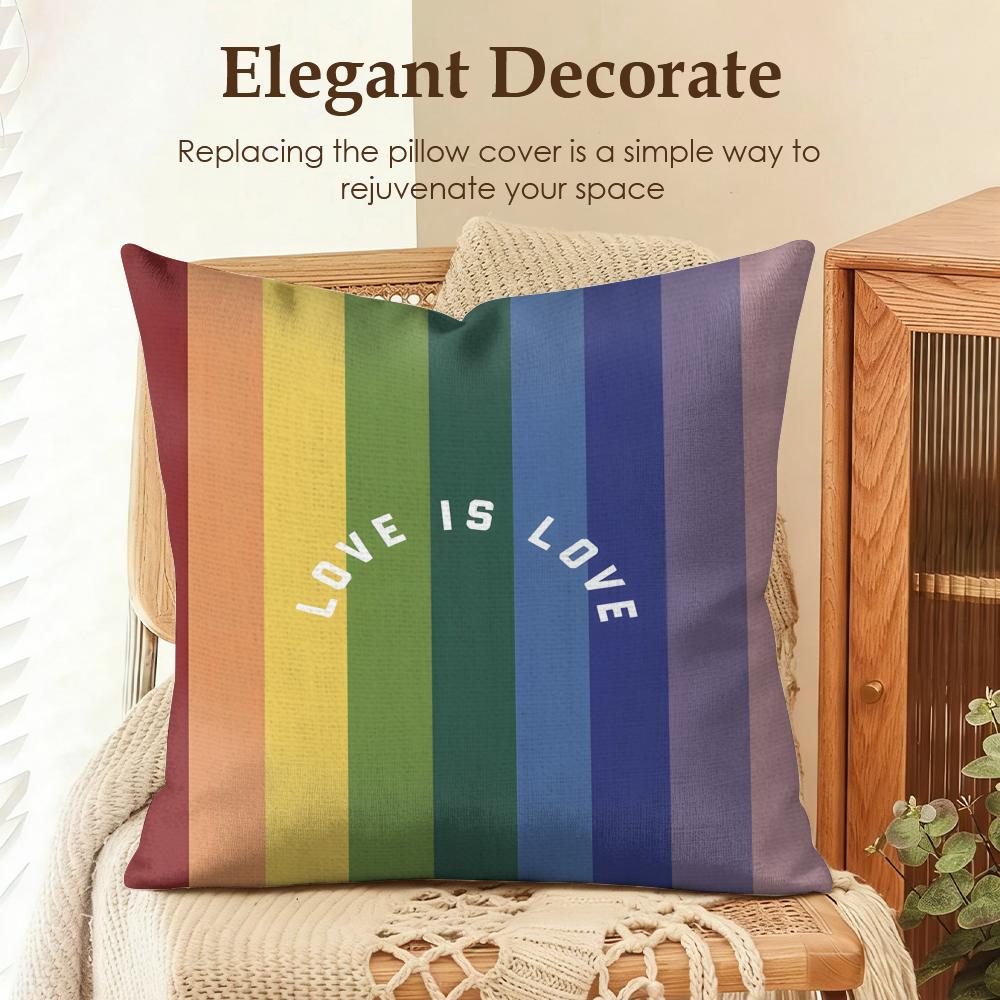 Cool Lgbt Pattern Cushion Cover Natural Linen Organic Fabric DoubleSided Printing Sofa Home Decor Gift Pillow Case