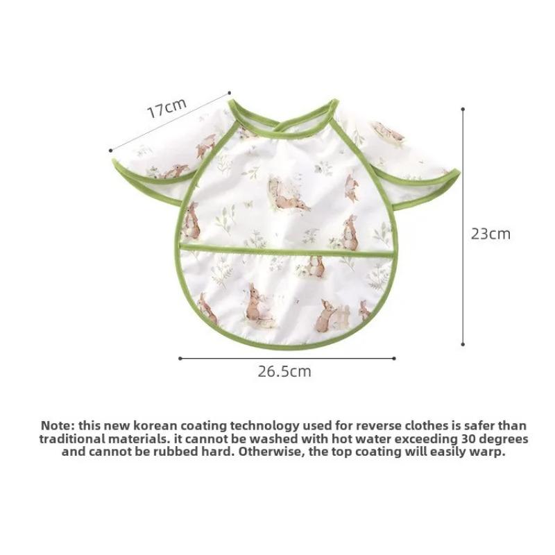 0-3 Year Waterproof Toddler Baby Bibs  Cute Cartoon Infant Baby Feeding Clothes Portable Outdoor Newborn Baby Short Sleeve Apron