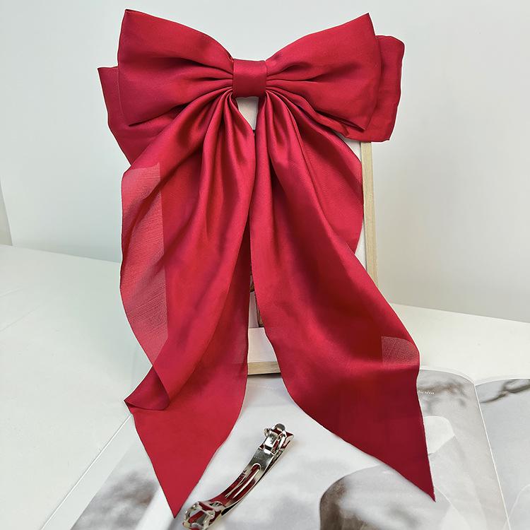 Exclusive Red Bow Hair Clip – Elegant Temperament Spring Style Accessory