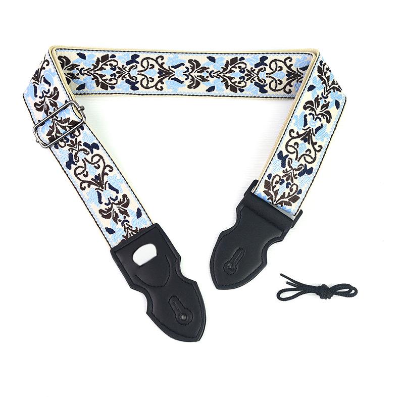 Retro Ethnic Embroidered Guitar Strap - Wooden and Electric, Polyester Printing, UK Style
