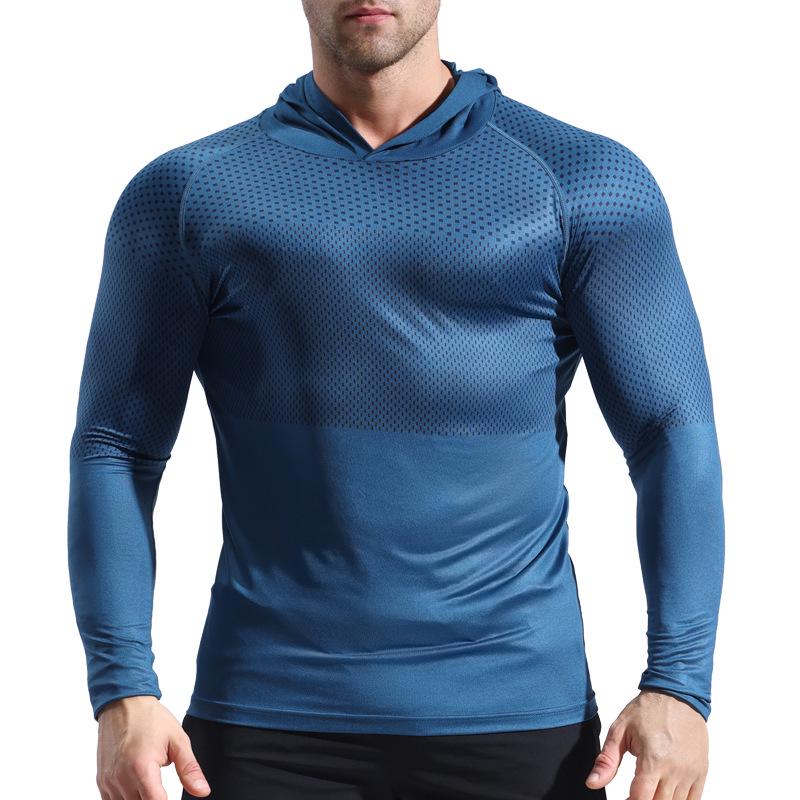 Herrars Snabbtorkande Atletisk Långärmad Huvförsedd Träningsdräkt