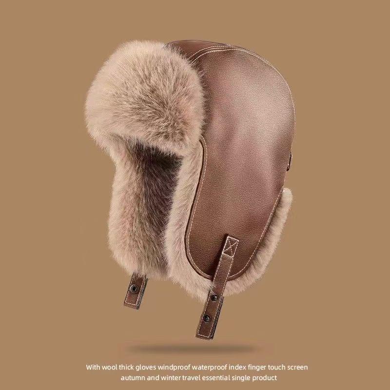1Pieces Bomber Hat Men Women Thick Warm Fur Hat Fashion Male Female Winter Hat Black Brown Earflap Ski Cap Mountaineering Hat