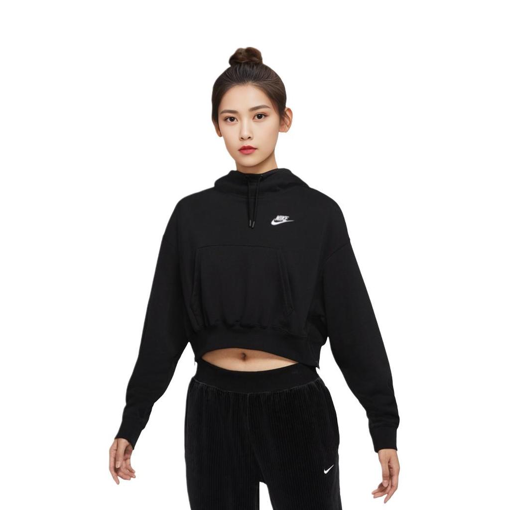 Nike Sweatshirts Women's Black Hooded Moderate Regular (Unisex) Sweatshirts DD5382 010