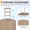 20"/24"/28" 3-Piece PP Spinner Suitcase Set - Sizes with Side Handles, Hanging Hooks & Protective Feet - Integrated Combination Lock (Champagne)
