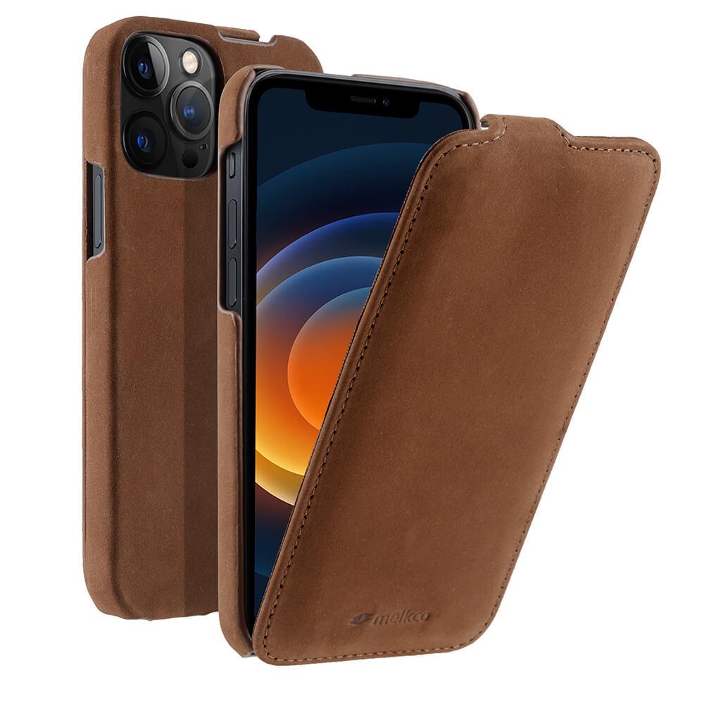 Genuine Leather Flip Cover for Apple iPhone 15 Pro Max, 14 Pro, 13, and 12 Plus