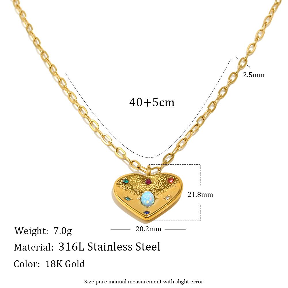 

MamacitaSlay 316L Stainless Steel Zircon Protein Stone Heart Necklace 18K Gold Plated Waterproof Jewelry Valentine s Day Gifts 45cm золотой