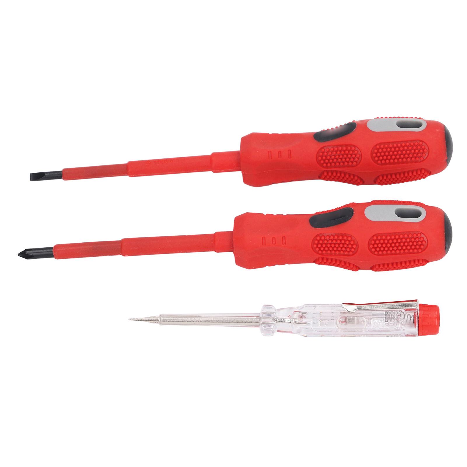 

Red Slot Cross Screwdriver Current Detector Non Slip Insulated Handle Electrical Voltage Test Pen
