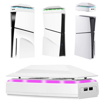 Ventilator de Răcire RGB Superior cu Capac de Praf Lumină LED Colorată 2 Porturi USB Ventilator Cooler Ventilator Reglabil pentru Consola PS5 Slim Disc/Digital