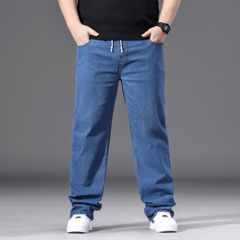 Men's Plus Size Straight-Leg Relaxed Fit Elasticated Waist Men's Wide-Leg Trousers