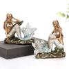 Resin Mermaid Figure Rhinestone Sea Maiden Girl Miniature Fairy Tale Character Ornament Room Decor Handcraft Gift for Girlfriend